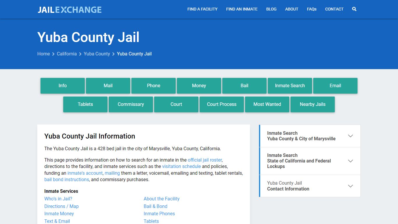 Yuba County Jail, CA Inmate Search, Information